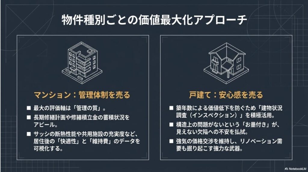 マンションの管理体制アピールと、戸建ての建物状況調査（インスペクション）活用による価値向上の手法