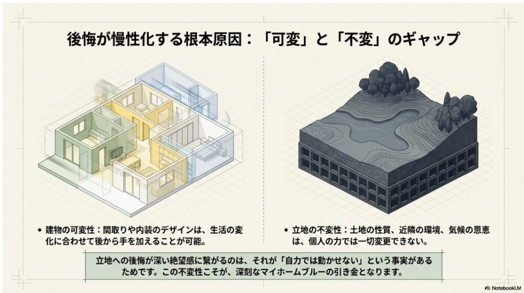 後悔が慢性化する根本原因である建物の可変性と立地の不変性のギャップ