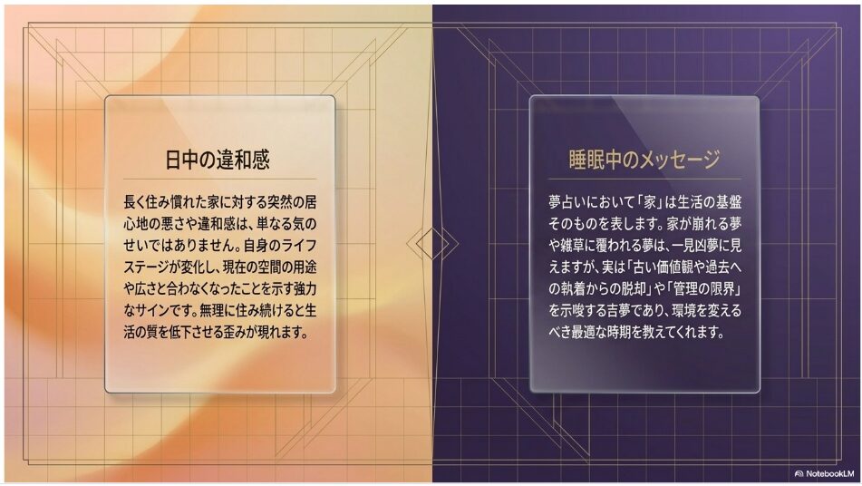 家に対する日中の違和感と睡眠中の夢占いが示す、手放すタイミングに関するメッセージ