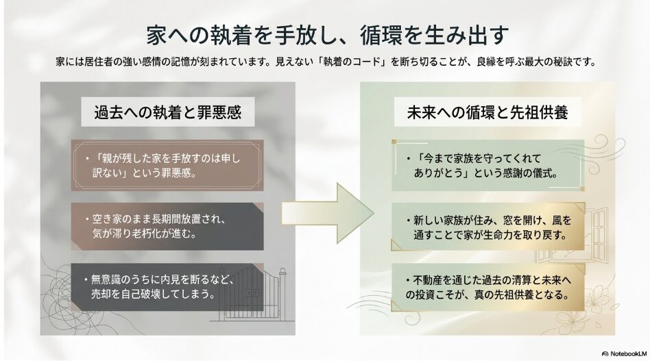 過去への執着と罪悪感から、未来への循環と先祖供養へと意識を切り替えるポイント