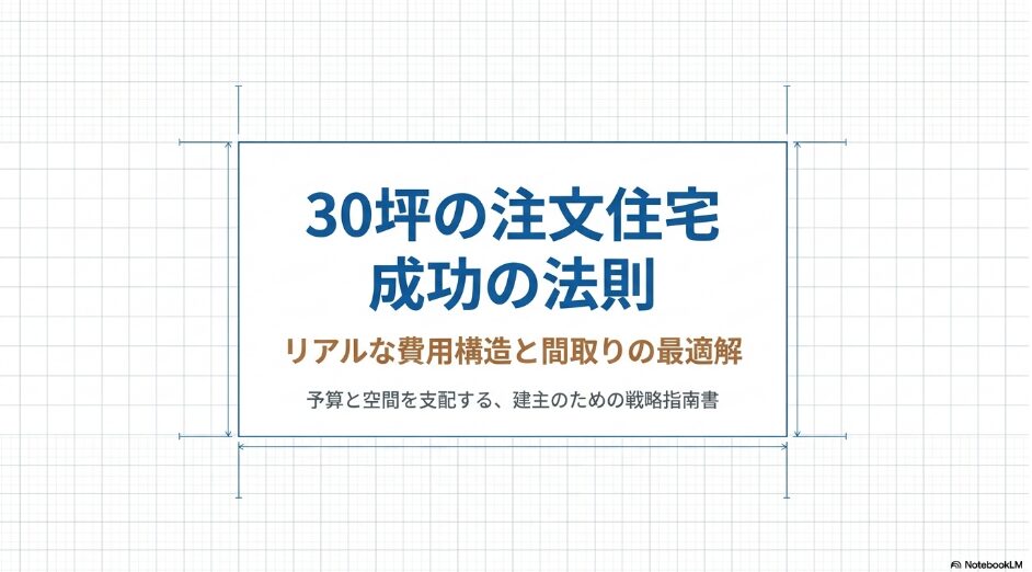 30坪の注文住宅におけるリアルな費用構造と間取りの最適解を示すタイトルスライド