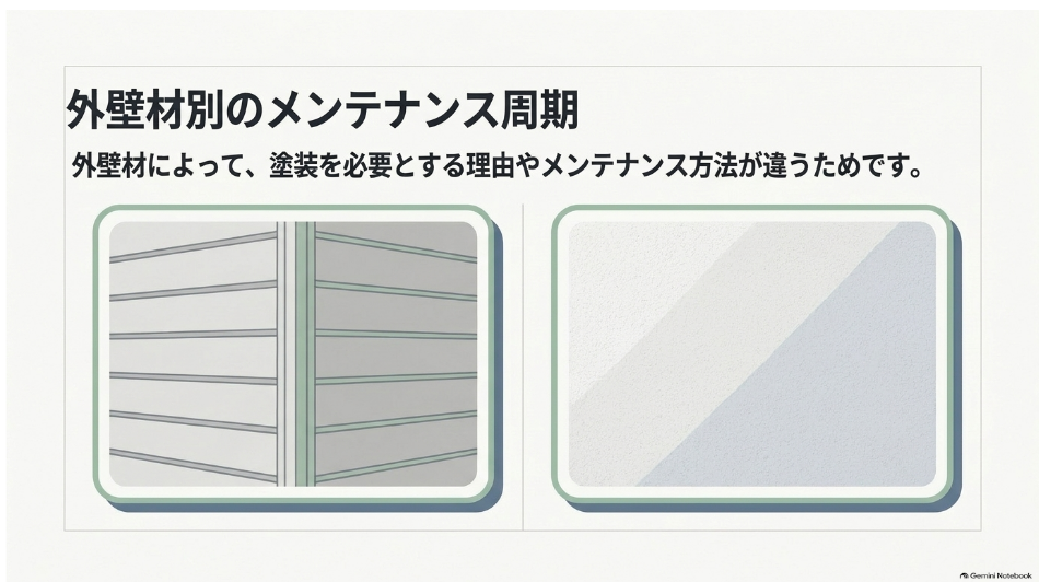 外壁材別のメンテナンス周期