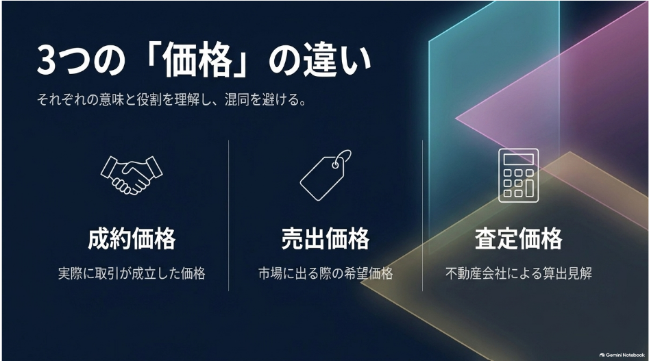 査定価格・売出価格・成約価格の違い