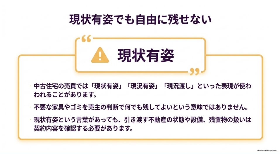 現状有姿でも家具や残置物を自由に残せるとは限らない