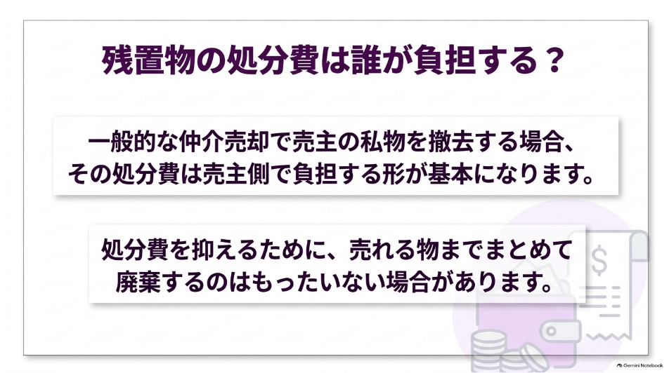 仲介売却で残置物を撤去する場合の処分費の考え方
