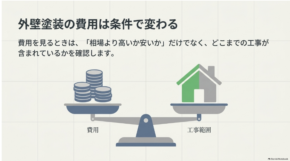 外壁塗装の費用は工事範囲などの条件で変わる