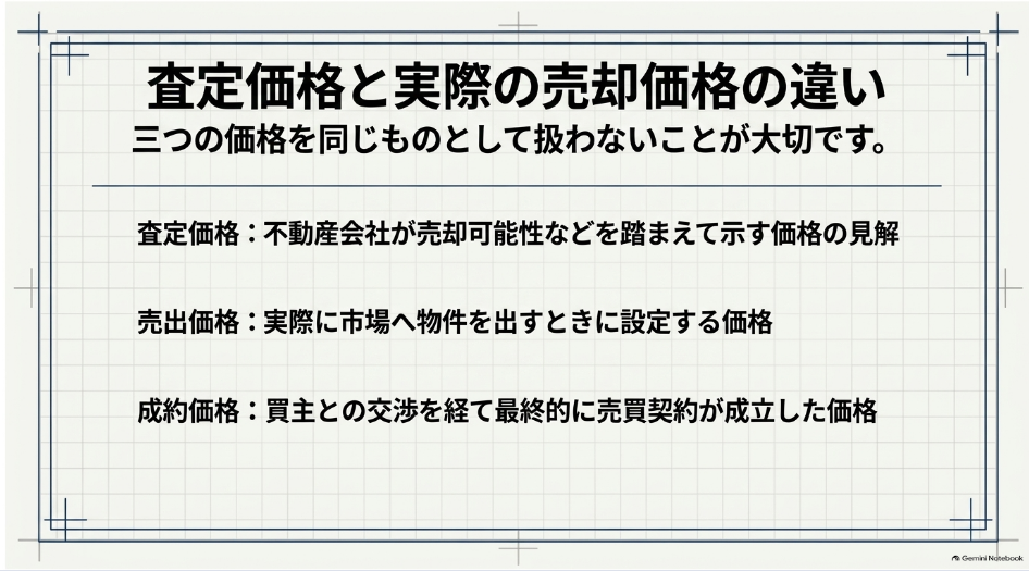 査定価格・売出価格・成約価格の違い