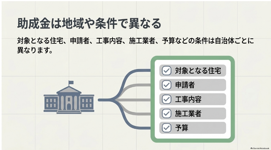 助成金は地域や条件で異なる